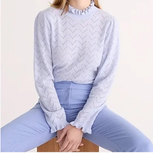 NWT JCREW Blush 100% Cashmere Pointelle Knit Mockneck Sweater - Picture 4 of 11